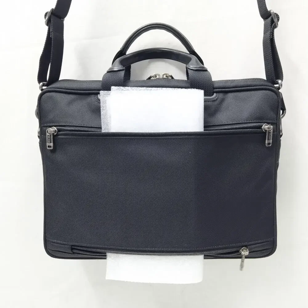 Tumi 2 Way Black Nylon Zipper Around Laptop Briefcase Messenger Bag - Picture 14 of 16